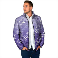 Hawaii Lavender Kapa Padded Jacket Vintage 'Ohe Kāpala Motifs Mix Plumeria Leis LT7 - Polynesian Pride