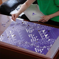 Hawaii Lavender Kapa Puzzle Vintage 'Ohe Kāpala Motifs Mix Plumeria Leis LT7 - Polynesian Pride