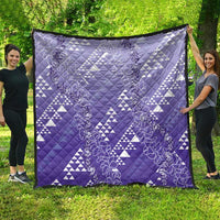 Hawaii Lavender Kapa Quilt Vintage 'Ohe Kāpala Motifs Mix Plumeria Leis LT7 - Polynesian Pride