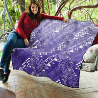 Hawaii Lavender Kapa Quilt Vintage 'Ohe Kāpala Motifs Mix Plumeria Leis LT7 - Polynesian Pride