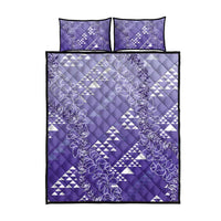 Hawaii Lavender Kapa Quilt Bed Set Vintage 'Ohe Kāpala Motifs Mix Plumeria Leis LT7 - Polynesian Pride