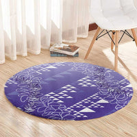 Hawaii Lavender Kapa Round Carpet Vintage 'Ohe Kāpala Motifs Mix Plumeria Leis LT7 - Polynesian Pride