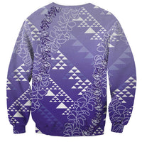 Hawaii Lavender Kapa Sweatshirt Vintage 'Ohe Kāpala Motifs Mix Plumeria Leis LT7 - Polynesian Pride