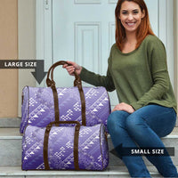 Hawaii Lavender Kapa Travel Bag Vintage 'Ohe Kāpala Motifs Mix Plumeria Leis LT7 - Polynesian Pride