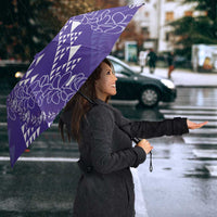 Hawaii Lavender Kapa Umbrella Vintage 'Ohe Kāpala Motifs Mix Plumeria Leis LT7 - Polynesian Pride