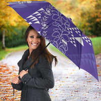 Hawaii Lavender Kapa Umbrella Vintage 'Ohe Kāpala Motifs Mix Plumeria Leis LT7 - Polynesian Pride