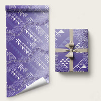 Hawaii Kapa Vintage Motifs Mix Plumeria Leis Wrapping Paper Lavender LT7 58" × 23" Lavender - Polynesian Pride