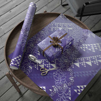 Hawaii Kapa Vintage Motifs Mix Plumeria Leis Wrapping Paper Lavender LT7 - Polynesian Pride