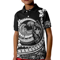 Polynesian Plumeria Kid Polo Shirt Ride The Waves - Black LT7 Kid Black - Polynesian Pride