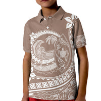 Polynesian Plumeria Kid Polo Shirt Ride The Waves - Beige LT7 Kid Beige - Polynesian Pride