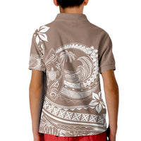 Polynesian Plumeria Kid Polo Shirt Ride The Waves - Beige LT7 - Polynesian Pride