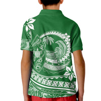 Polynesian Plumeria Kid Polo Shirt Ride The Waves - Green LT7 - Polynesian Pride