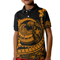 Polynesian Plumeria Kid Polo Shirt Ride The Waves - Orange LT7 Kid Orange - Polynesian Pride