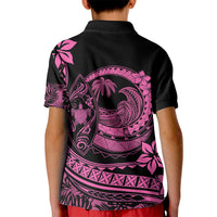 Polynesian Plumeria Kid Polo Shirt Ride The Waves - Pink LT7 - Polynesian Pride