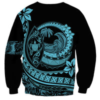 Polynesian Plumeria Sweatshirt Ride The Waves - Turquoise LT7 - Polynesian Pride