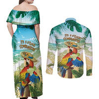 Aloha Hawaii It's 5 o'clock Somewhere Couples Matching Off Shoulder Maxi Dress and Long Sleeve Button Shirt LT7 - Polynesian Pride