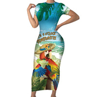 Aloha Hawaii It's 5 o'clock Somewhere Family Matching Short Sleeve Bodycon Dress and Hawaiian Shirt LT7 Mom's Dress Blue - Polynesian Pride
