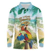 Aloha Hawaii It's 5 o'clock Somewhere Long Sleeve Polo Shirt LT7 Blue - Polynesian Pride