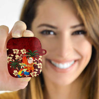Crimson Red Tropical Christmas Hawaii Tapa AirPods Case Aloha Santa Drink Party LT7 Red - Polynesian Pride