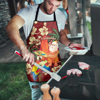 Crimson Red Tropical Christmas Hawaii Tapa Apron Aloha Santa Drink Party LT7 - Polynesian Pride
