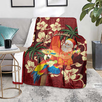 Crimson Red Tropical Christmas Hawaii Tapa Blanket Aloha Santa Drink Party - Polynesian Pride