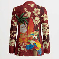 Crimson Red Tropical Christmas Hawaii Tapa Blazer Aloha Santa Drink Party LT7 - Polynesian Pride