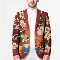 Crimson Red Tropical Christmas Hawaii Tapa Blazer Aloha Santa Drink Party LT7 - Polynesian Pride