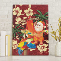 Crimson Red Tropical Christmas Hawaii Tapa Canvas Wall Art Aloha Santa Drink Party LT7 Without Frame Red - Polynesian Pride