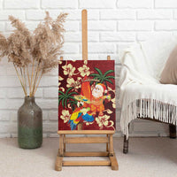 Crimson Red Tropical Christmas Hawaii Tapa Canvas Wall Art Aloha Santa Drink Party LT7 - Polynesian Pride