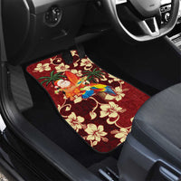 Crimson Red Tropical Christmas Hawaii Tapa Car Mats Aloha Santa Drink Party - Polynesian Pride