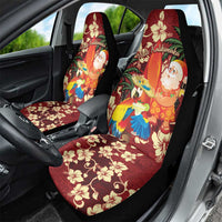 Crimson Red Tropical Christmas Hawaii Tapa Car Seat Cover Aloha Santa Drink Party - Polynesian Pride