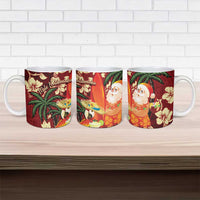 Crimson Red Tropical Christmas Hawaii Tapa Ceramic Mug Aloha Santa Drink Party LT7 - Polynesian Pride