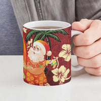 Crimson Red Tropical Christmas Hawaii Tapa Ceramic Mug Aloha Santa Drink Party LT7 - Polynesian Pride