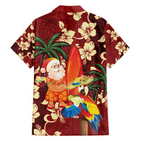 Crimson Red Tropical Christmas Hawaii Tapa Family Matching Summer Maxi Dress and Hawaiian Shirt Aloha Santa Drink Party - Polynesian Pride