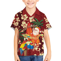 Crimson Red Tropical Christmas Hawaii Tapa Hawaiian Shirt Aloha Santa Drink Party - Polynesian Pride