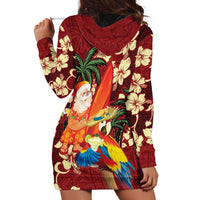 Crimson Red Tropical Christmas Hawaii Tapa Hoodie Dress Aloha Santa Drink Party - Polynesian Pride
