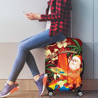 Crimson Red Tropical Christmas Hawaii Tapa Luggage Cover Aloha Santa Drink Party - Polynesian Pride