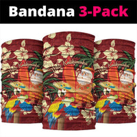 Crimson Red Tropical Christmas Hawaii Tapa Neck Gaiter Aloha Santa Drink Party - Polynesian Pride