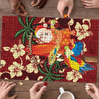 Crimson Red Tropical Christmas Hawaii Tapa Puzzle Aloha Santa Drink Party LT7 - Polynesian Pride