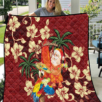 Crimson Red Tropical Christmas Hawaii Tapa Quilt Aloha Santa Drink Party - Polynesian Pride