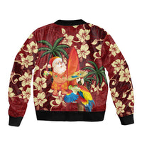 Crimson Red Tropical Christmas Hawaii Tapa Sleeve Zip Bomber Jacket Aloha Santa Drink Party LT7 - Polynesian Pride