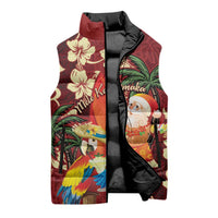 Crimson Red Tropical Christmas Hawaii Tapa Sleeveless Puffer Jacket Aloha Santa Drink Party LT7 - Polynesian Pride