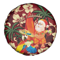 Crimson Red Tropical Christmas Hawaii Tapa Spare Tire Cover Aloha Santa Drink Party - Polynesian Pride