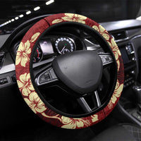 Crimson Red Tropical Christmas Hawaii Tapa Steering Wheel Cover Aloha Santa Drink Party - Polynesian Pride