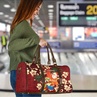 Crimson Red Tropical Christmas Hawaii Tapa Travel Bag Aloha Santa Drink Party - Polynesian Pride
