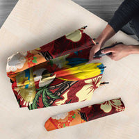 Crimson Red Tropical Christmas Hawaii Tapa Umbrella Aloha Santa Drink Party - Polynesian Pride