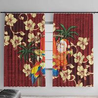 Crimson Red Tropical Christmas Hawaii Tapa Window Curtain Aloha Santa Drink Party - Polynesian Pride