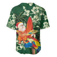Moss Green Tropical Christmas Hawaii Tapa Baseball Jersey Aloha Santa Drink Party - Polynesian Pride