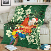 Moss Green Tropical Christmas Hawaii Tapa Blanket Aloha Santa Drink Party - Polynesian Pride