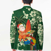 Moss Green Tropical Christmas Hawaii Tapa Blazer Aloha Santa Drink Party LT7 - Polynesian Pride